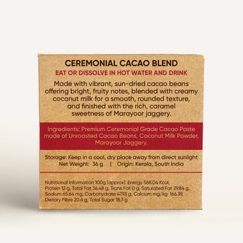Ceremonial Cacao Blend. Raw - Unroasted 36g